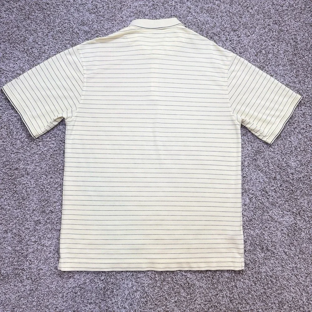 VTG Y2K Nike Golf Mens Large Yellow Navy Stripe Dri Fit Polo Shirt Swoosh 2000s